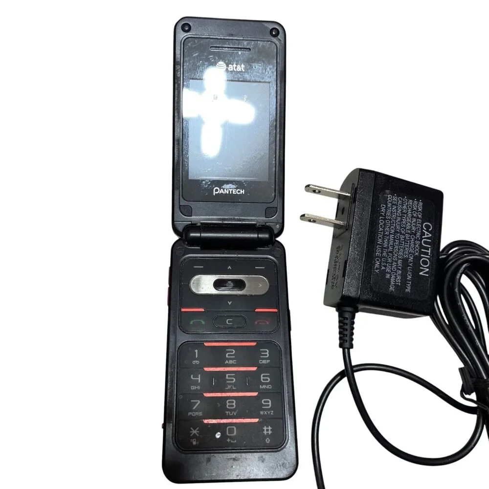 ATT Flip Phone Pantech Red Turns On‎ When Plugged In As Is For Parts